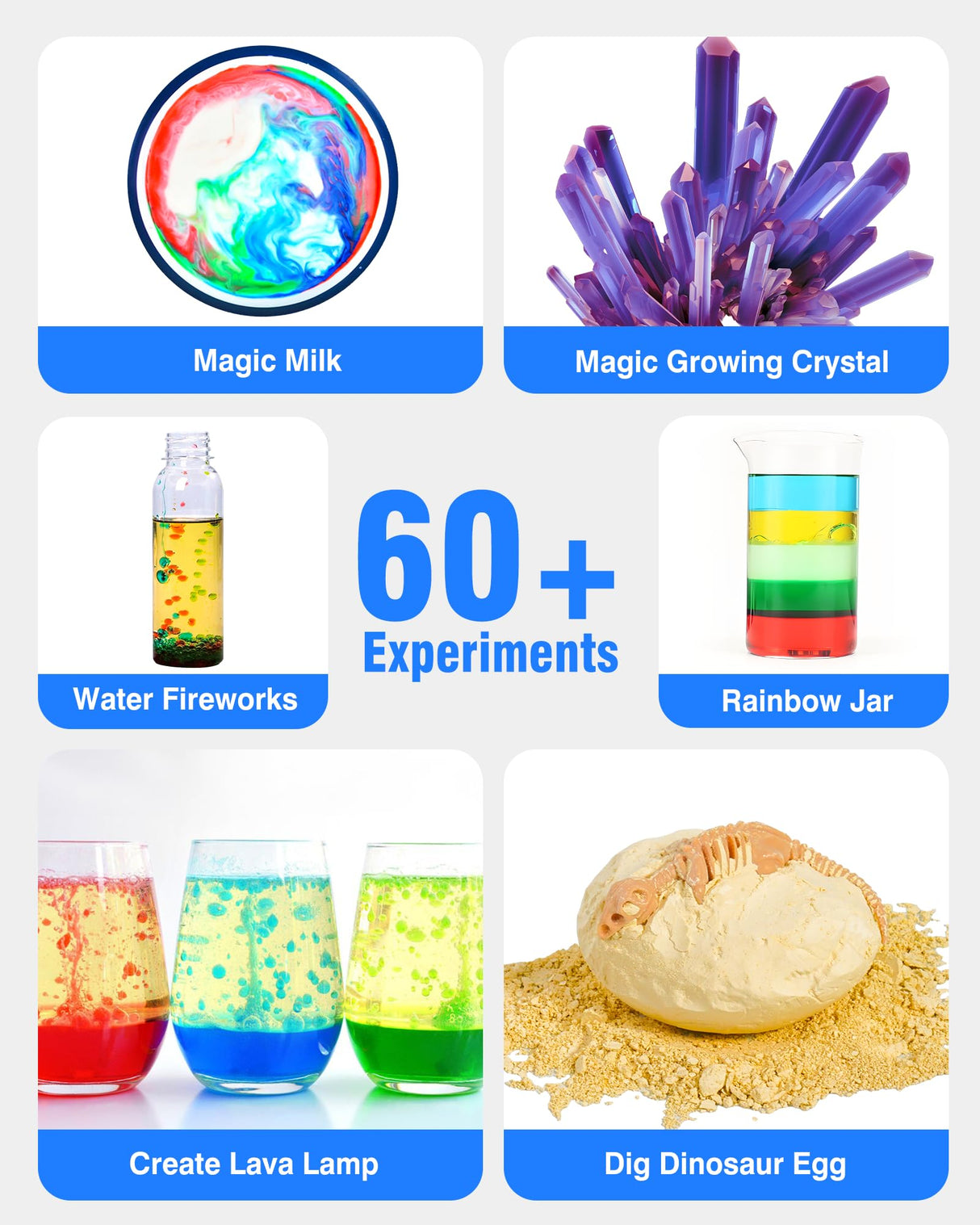 60+ Science Experiment Kit for Kids Ages 5-6-7-8, STEM Educational Science Gifts for Kids, First Science Kit for Boys Girl Birthday melican