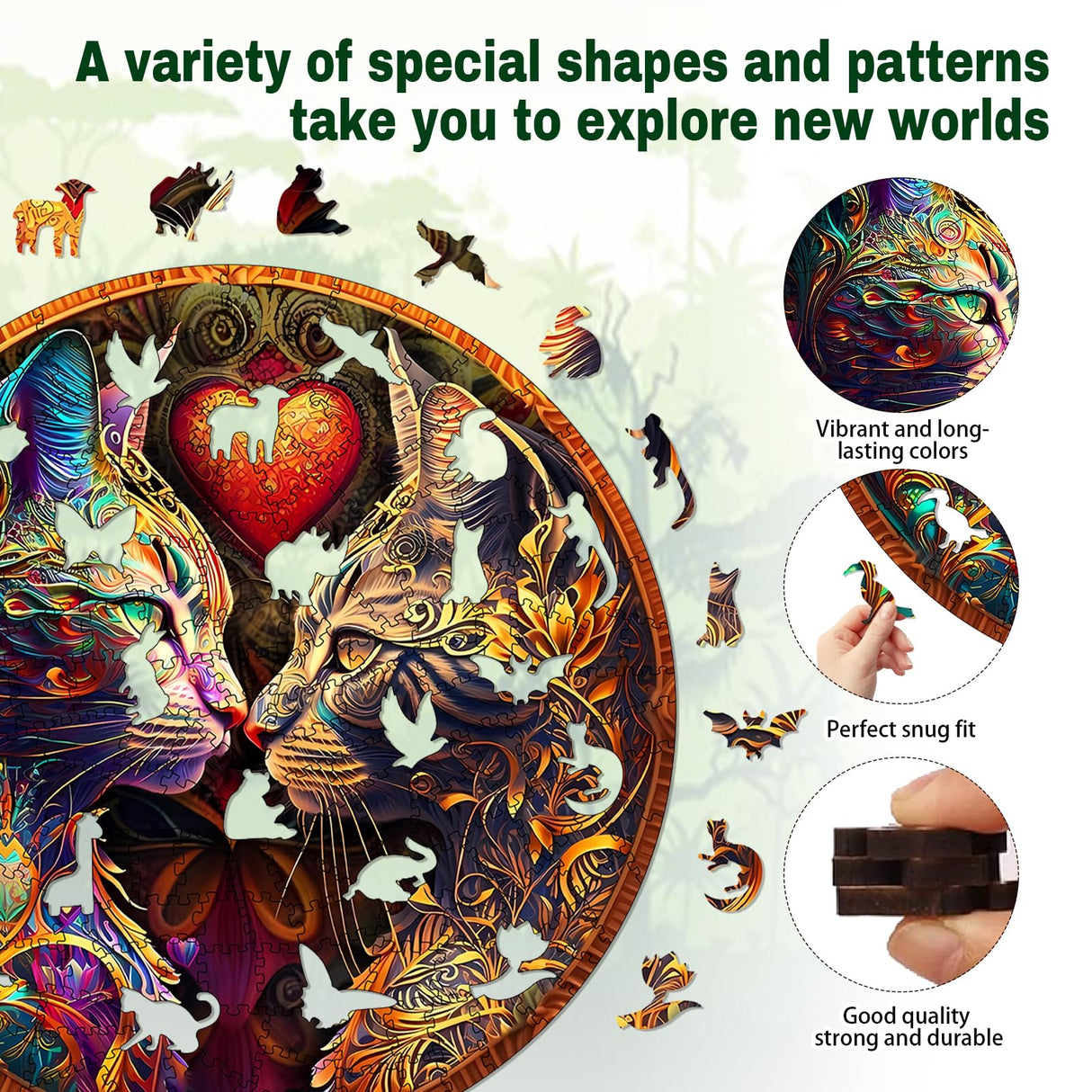 Wooden Puzzle for Adults, 200 Piece Irregular Animal Shaped Wooden Jigsaw Puzzles, Unique Puzzles for Adults, Creative Gift for Teenagers and Adults WHJSG