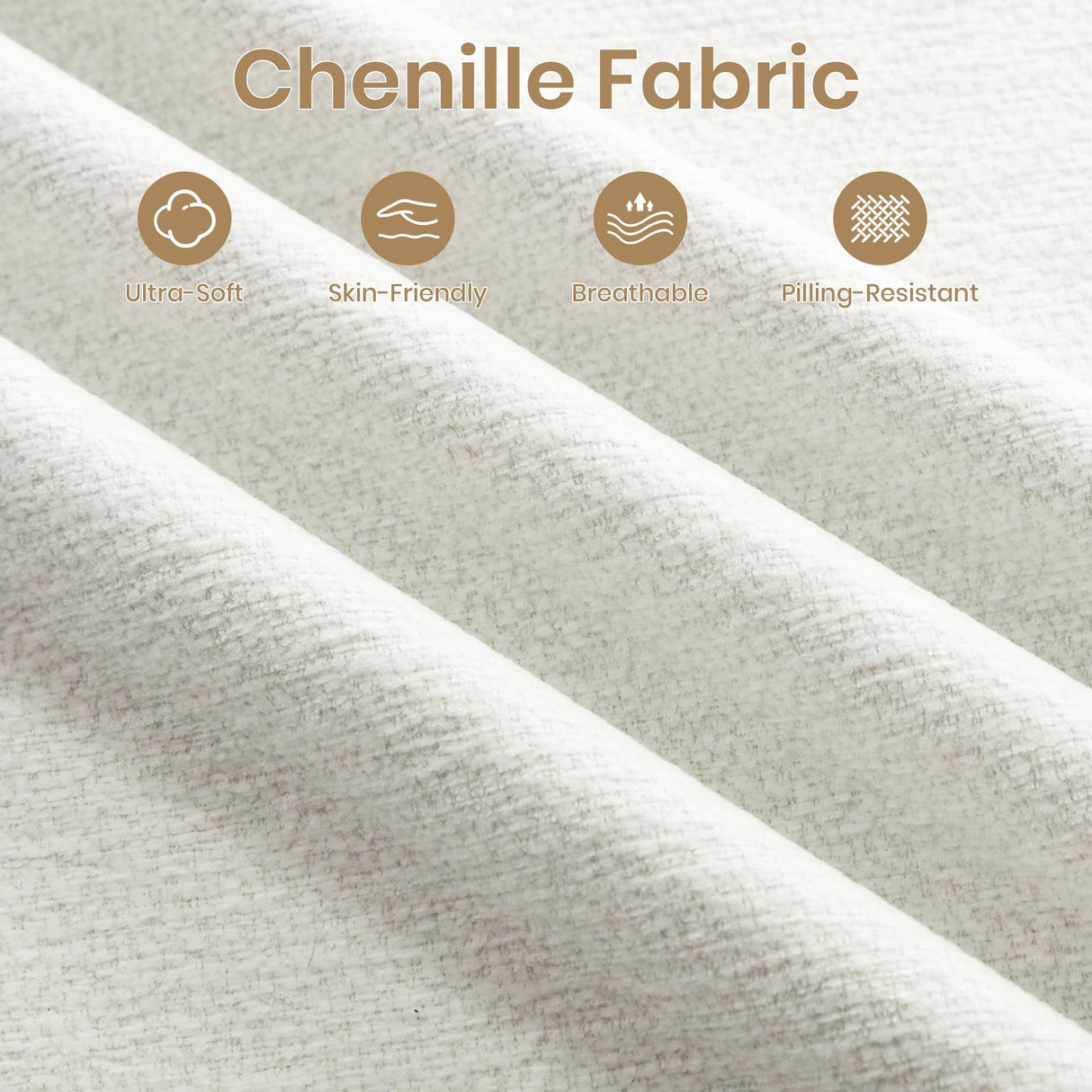 VIKAYAMICS 140" Modular Sectional Sofa, U-Shape Cloud Sectional Couch with Ottoman, Upholstered Chenille Boneless Couch Sofa Set for Living Room Bedroom No Assembly Required (Classic Beige) VIKAYAMICS