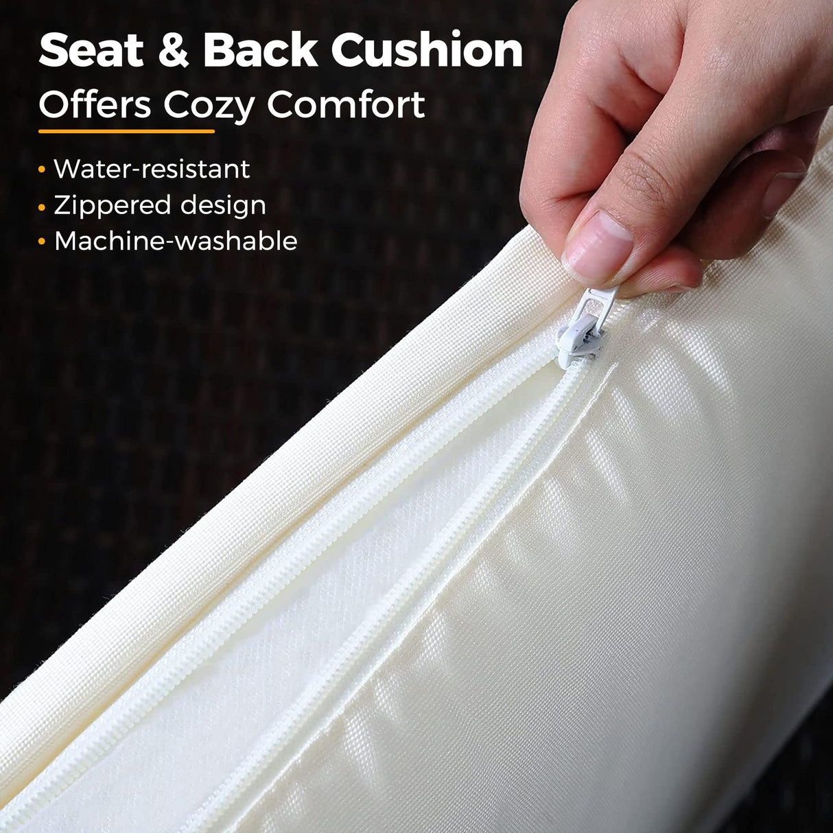 Wisteria Lane Patio Furniture Set, 7 Piece Outdoor Dining Sectional Sofa with Dining Table and Chair, All Weather Wicker Conversation Set with Ottoman, Brown Wisteria Lane