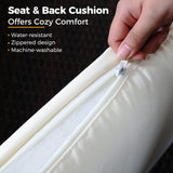 Wisteria Lane Patio Furniture Set, 7 Piece Outdoor Dining Sectional Sofa with Dining Table and Chair, All Weather Wicker Conversation Set with Ottoman, Brown Wisteria Lane