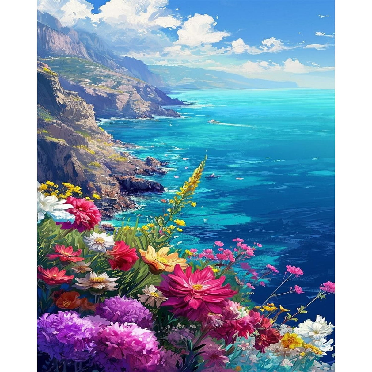 Ocean Paint by Number Adult,Canvas Paint by Numbers for Adults Landscape,DIY Acrylic Oil Paint by Number for Adults for Home Decor Gift 16x20 HITIRECOVI