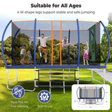 Lyromix 14FT Outdoor Rectangle Trampoline for Kids and Adults, Rectangular Trampoline with Curved Poles, Pumpkin Trampolin with Light, Sprinkler, Soccer and Storage Bag Lyromix