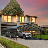 EROMMY 20x40 FT Metal Carport, Heavy Duty Car-Shelter with Galvanized Steel Roof and Frame, Sturdy Car-Shed in All Weathers, Easy Assembly Car-Canopy for 2 Cars, SUV, Tractors and Boat, Gray EROMMY