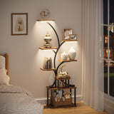 POZILAN 8 Tier Corner Shelf with LED Light, 62.2” Tall Display Shelf, Corner LED Bookshelf Display Cabinet Case with Lights, Collectibles Display Shelf for Living Room,Bedroom Decor POZILAN