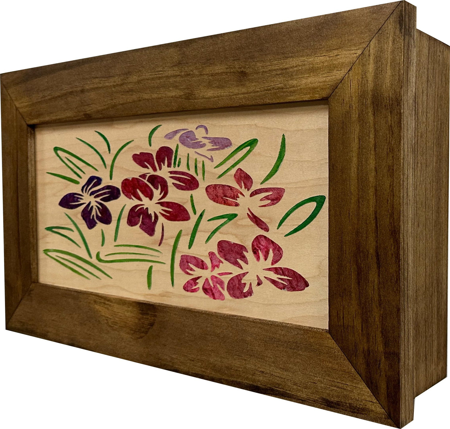 Concealed Gun Cabinet with Flowers Scene - Secure Wall Mounted Hidden Gun Safe To Securely Store Your Gun & Home Self Defense Gear by Bellewood Designs - WoodArtSupply