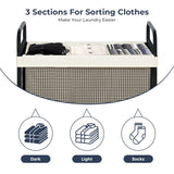 STO STO Laundry Hamper 3 Section, 120L Rolling Laundry Sorter Cart with Removable and Washable Liner Bag, Rolling Clothes Hamper with Metal Handle for Laundry Room and Bedroom STO STO