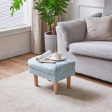 YMYNY 15.75" Small Footstool Ottoman, Footrest with Sponge Padded Seat, Step Stool for Sofa, Bedroom, Living Room, Entryway, Modern Change Shoes Stool, Wood Legs, Light Blue UHBD023BL YMYNY