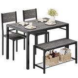 Shahoo Kitchen Table and 2 Chairs for 4 with Bench, 4 Piece Dining Sets for Small Space, Dark Grey Shahoo