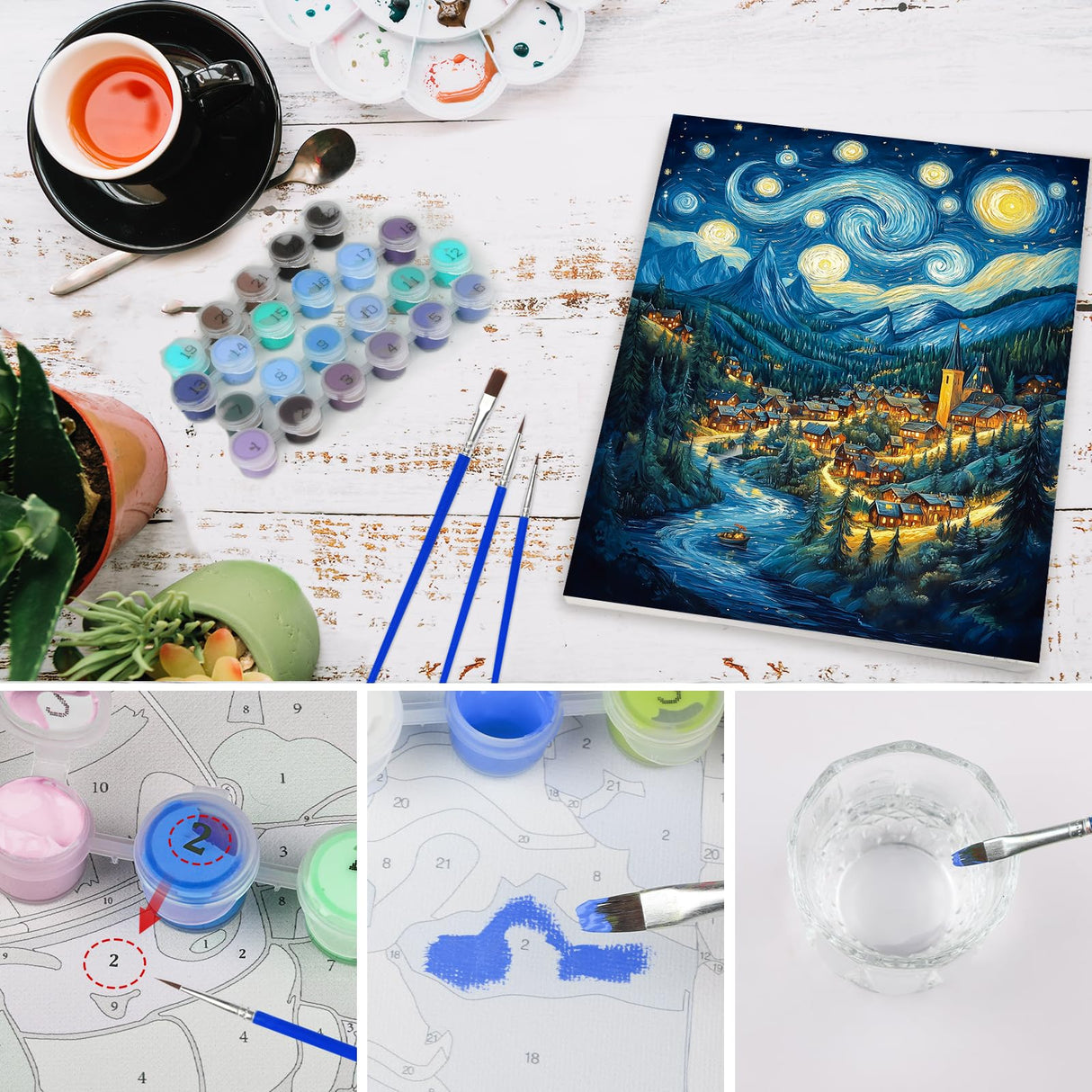 Lxmsja Moon Paint by Numbers Kit for Adults, Forest Acrylic Paint by Numbers for Adults Beginner, DIY Craft Supplies Oil Painting Kits for Home Wall Decor 12x16 inch (Framed) Lxmsja