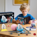 Woumserta Gemstone Dig Kits, Space Science Kits for Kids Age 6-7 8-12, Gem & Geodes Collcetion Kit Toys for Boys Girls, Rock Gifts for 6 7 8 9 Year Old Boys Girls Birthday Gift Woumserta