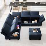 Belffin Modular Sectional Sofa with Storage Seats Velvet L Shaped Corner Couch Convertible Sectional Sofa with Chaise (Blue, L Shape-1)… Belffin