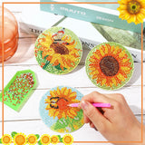 UPINS 8Pcs Sunflower Diamond Art Painting Coasters for Drinks DIY Coaster Diamond Art Kits for Adults Diamond Art Craft Supplies (Sunflower) UPINS