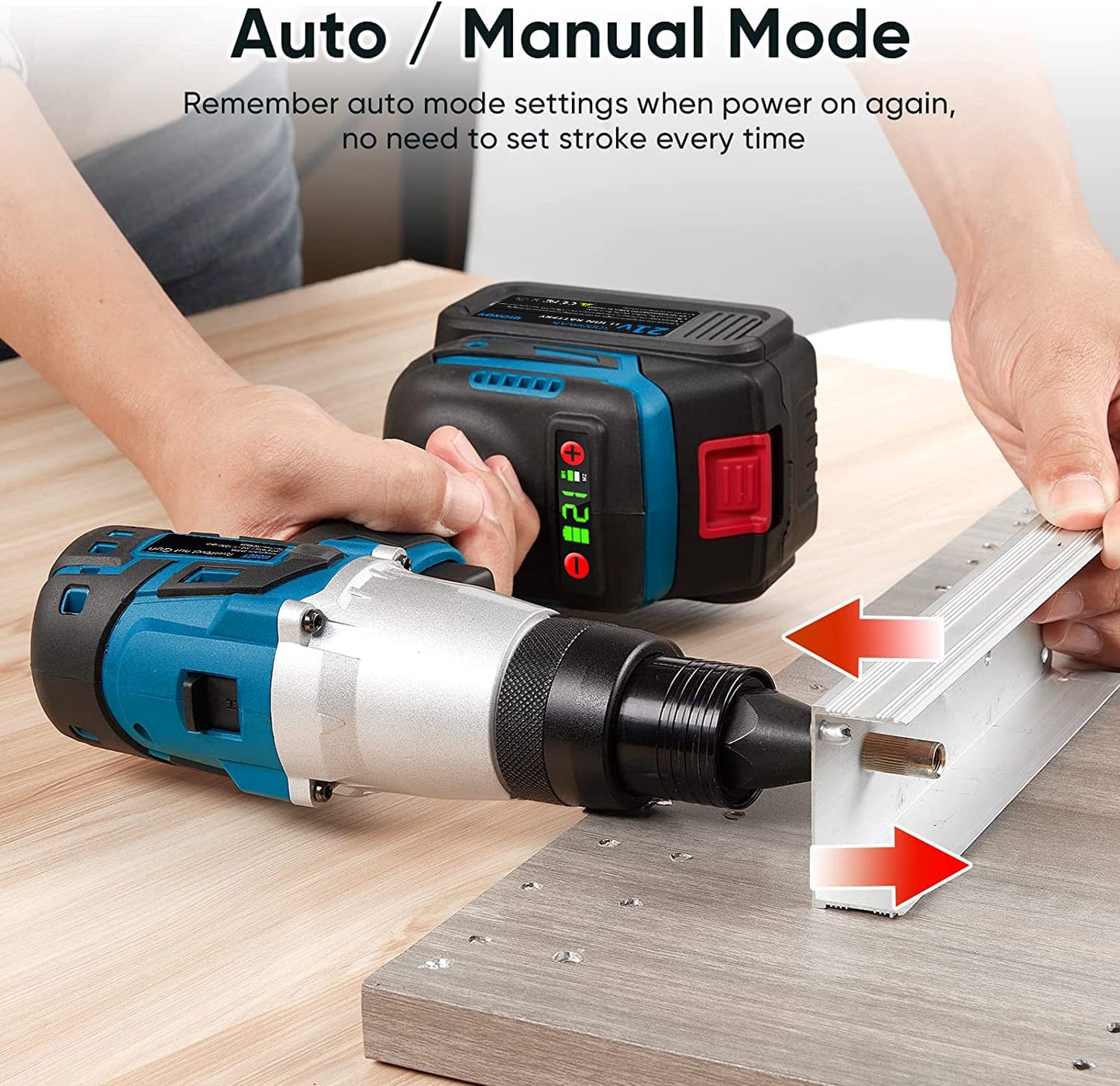 uioxcv Cordless Rivet Tool, 2-in-1 Electric Rivet Nut Gun for Rivets(1/8'', 5/32'', 3/16") & Rivet Nuts (1/4",5/16",3/8"), Automatic Blind Rivet - WoodArtSupply