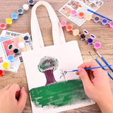 Zioffiel Small Canvas Tote Bags Bulk 24 Pack, Sublimation Tote Bags Blank with Acrylic Paint Set, Reusable Cotton Canvas Bags with Handles, Mini Tote Bag To Decorate DIY Crafts, 8"x8.6" Zioffiel