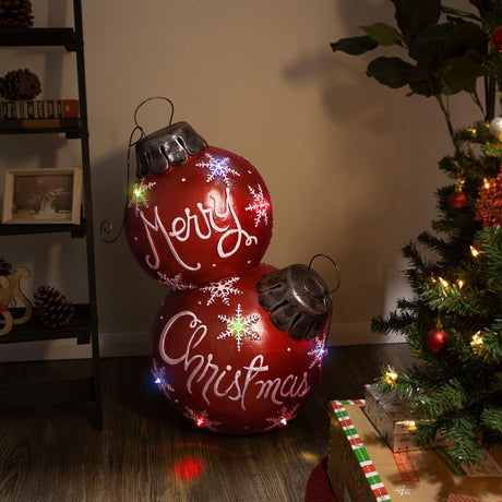 Alpine Corporation 30" H Indoor/Outdoor Christmas Ball Ornament with Color Changing LED Lights, Red Alpine Corporation