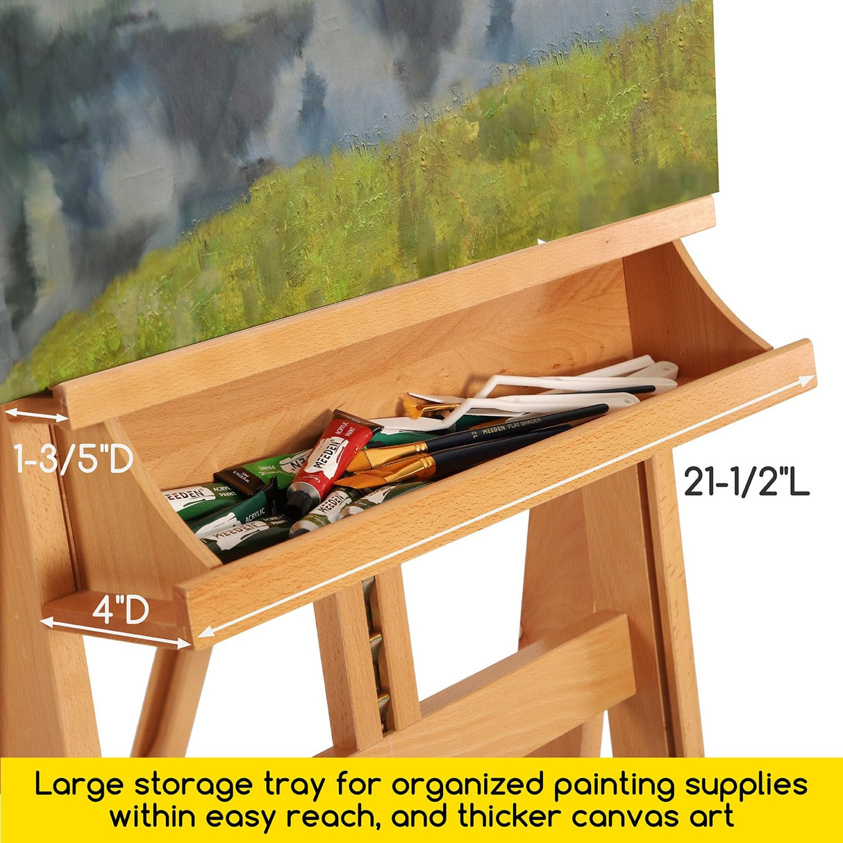 MEEDEN Extra Large Heavy-Duty H-Frame Studio Easel - Solid Beech Wooden Artist Professional Easel, Painting Art Easel Stand with 4 Premium Locking Silent Caster Wheels, Hold Max 82" MEEDEN