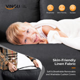 VINGLI 47" Small Couch, Linen Loveseat Sofa Black Mini Couch Mid Century Modern Decor Love Seat for Small Spaces Living Room, Bedroom, Play Room VINGLI