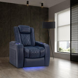 Valencia Tuscany Home Theater Seating | Premium Top Grain Italian Nappa 11000 Leather Power Recliner with Power Lumbar Support & Headrest (Single Recliner, Navy Blue) VALENCIA THEATER SEATING