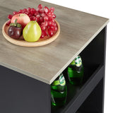 VECELO Small Bar Table and Chairs Tall Kitchen Breakfast Nook with Stools/Dining Set for 2, Storage Shelves, Space-Saving, Gray VECELO