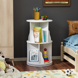 Furniwell 4-Tier Rotating Bookshelf and Bookcase, 360° Display Stackable Spinning Book Shelf Tower with Raffle, Floor Standing Corner Shelf for Living Room, Study Room(16" W*16" D*51" H) Furniwell