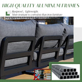 LUXOAK 6-Piece Patio Furniture Sets, Outdoor Aluminum Furniture Sofa, with Wood Side Table & Washable Cushions LUXOAK