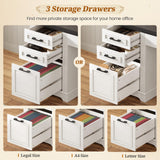 SEDETA Farmhouse L Shaped Desk with Hutch and 3 Drawers, 68.9" Executive Office Desk with File Drawer and Power Outlet, Corner Computer Desk with Storage Shelves for Home Office, White SEDETA