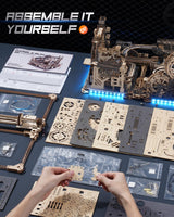 ROKR 3D Wooden Puzzles for Adults, 3 in 1 Wooden Marble Run, Wood Model Mechanical Puzzles Building Toys Kits, Gifts for Men Boys (LGX02) ROKR