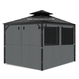 aonear Gazebo Privacy Curtains 10' x 10' with Mosquito Windows, 4-Panels Side Wall with Zipper Universal Replacement for Patio, Outdoor Canopy, Garden and Backyard, Gray (Curtain Only) aonear