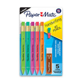 Paper Mate Handwriting Triangular Mechanical Pencil Set with Lead & Eraser Refills, 1.3mm, Back to School, Teacher Supplies, Home, Sketching, Drafting, Fun Barrel Colors, 8 Count Paper Mate