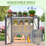 AECOJOY Outdoor Storage Cabinet Waterproof, Outside Metal Sheds & Outdoor Storage Garden Cabinet with Adjustable Shelves for Gardening Tools and Plants, Grey AECOJOY