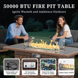 UDPATIO Patio Furniture Set with Fire Pit Table, Rocking Swivel Chairs, 5 Pieces Outdoor Furniture Sets, All-Weather Wicker Outdoor Sectional Sofa with Waterproof Cover, 4'' Thickened Cushion, Grey UDPATIO