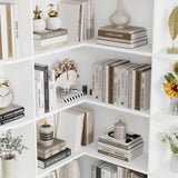 FOTOSOK 74” Tall Corner Bookshelf, 6-Tier Bookshelf and Bookcase with Open Storage, L Shaped Tall Bookcases Wooden Storage Shelves for Home Office, Thickened Boards for Better Load Bearing, White FOTOSOK