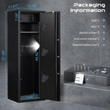 HEANVO 8-12 Gun Safe Biometric, Rifle Safes for Home, Gun Cabinet with Dual Alarm System, Rifle Gun Safe with Removable Gun Rack, Shotgun Safe with 4 Ways to Open HEANVO