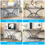 Tribesigns 70.9 Inch Extra Long Console Table for Entryway, Gray Sofa Table with Wood Tabletop, Modern Accent Tables with Half-Moon Shape Legs Tribesigns