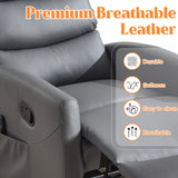 Manual Swivel Rocker Recliner Chair with Massage, Overstuffed Recliner Glider with Vibration Massage and Heat for Nursery, Living Room Reclining Sofa Chair, PU Leather Gray Luxlen