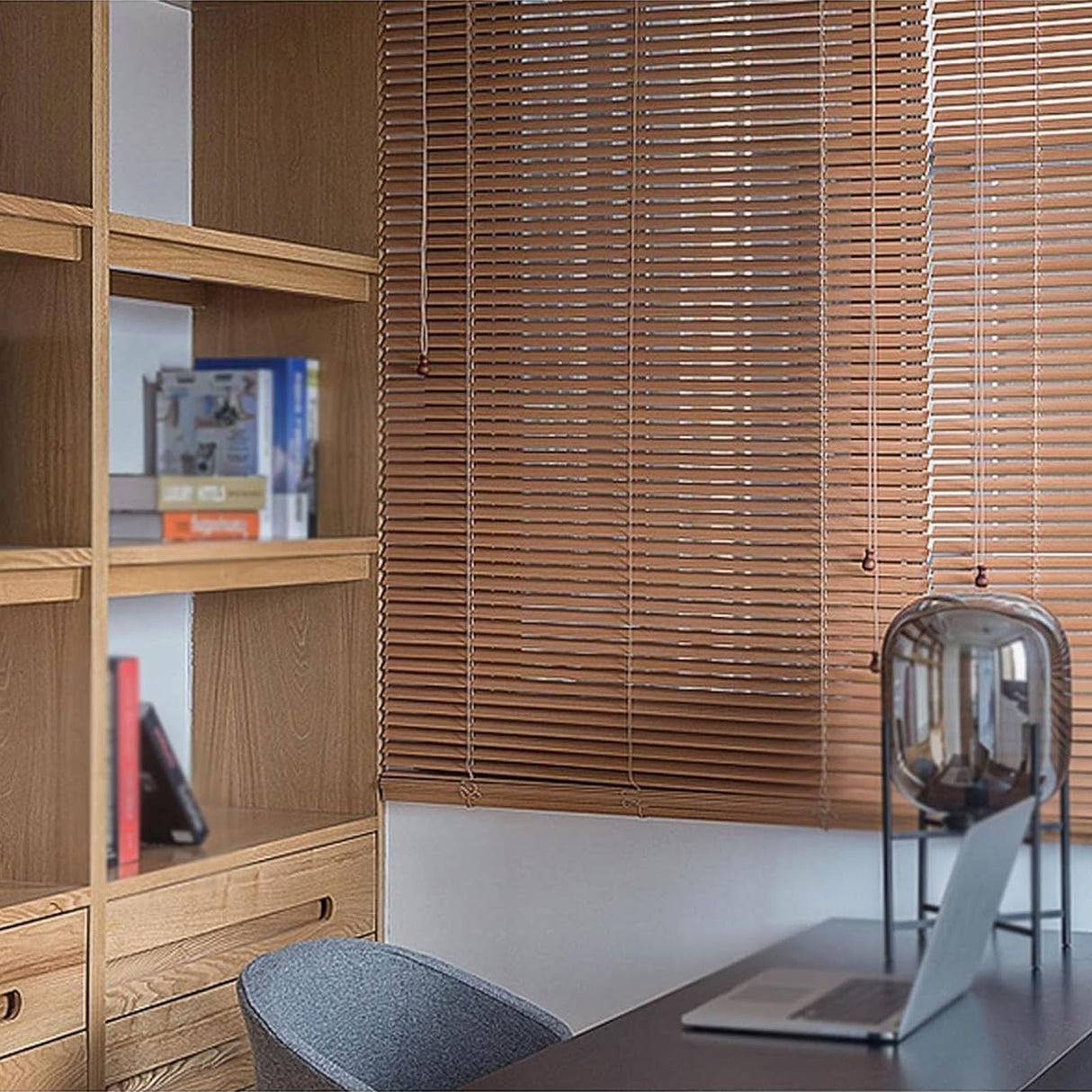 LLPEIJIE026 Wood Window Venetian Blinds,Bamboo Blinds,50mm Slats,Curtains Windows Treatment Shutters,for Kitchen,Office,Bathroom,Bedroom,Living Room,Customizable (70x140cm/28x55in) LLPEIJIE026