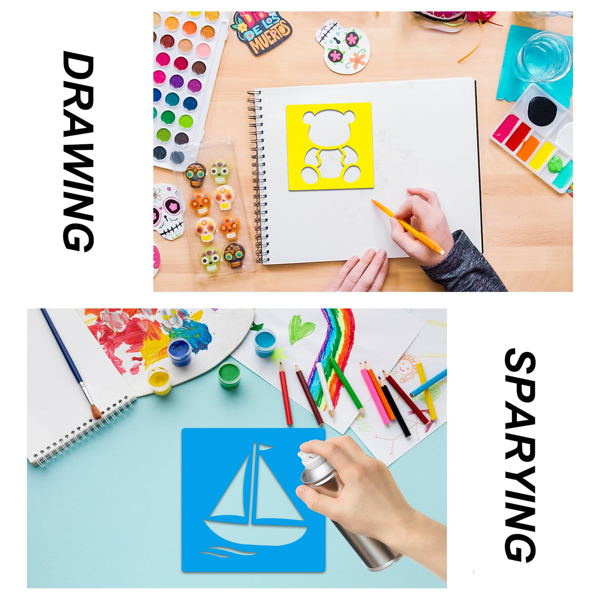 24 Piece Stencils for Kids Stencils for Painting Sidewalk Chalk Stencil Outdoor Garden Themed Stencil Kids Style Collection-5in TMTECHJS