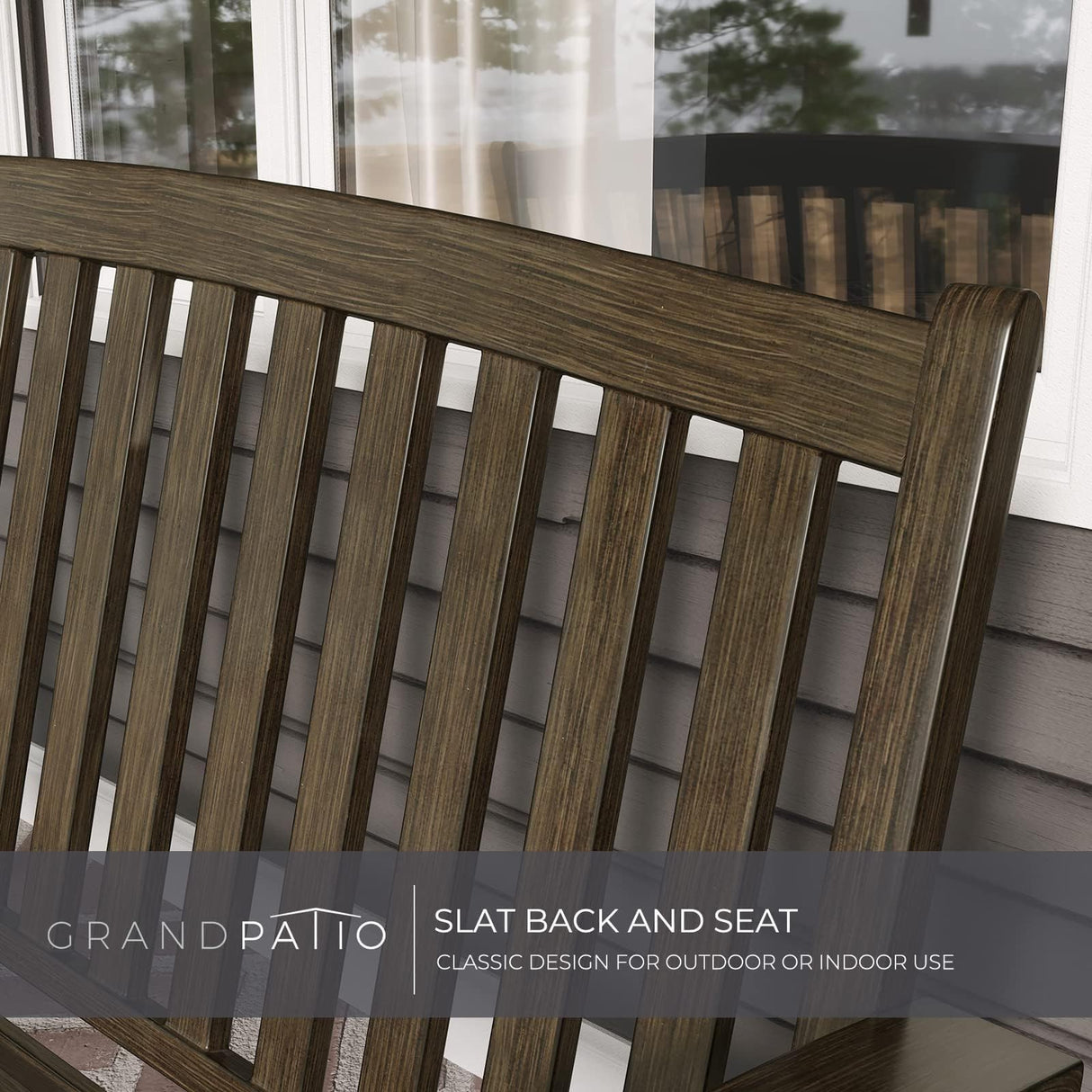 Grand Patio Northwoods Brown Farmhouse Outdoor Bench with Anti-Rust Aluminium Frame Grand patio