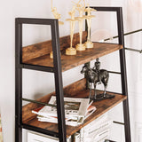 IRONCK Bookshelf with Louvered Doors, 3-Tier Ladder Shelf with Cabinet Industrial Accent Furniture for Bedroom Living Room Home Office, Rustic Brown IRONCK