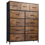 WLIVE Tall Dresser for Bedroom, Fabric Dresser Storage Tower, Dresser & Chest of Drawers Organizer Unit with 11 Drawers, Storage Cabinet, Hallway, Closets, Steel Frame, Wood Top WLIVE