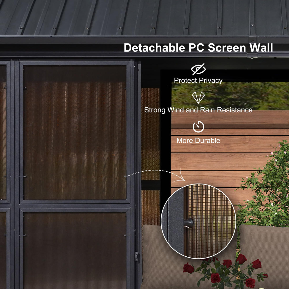 PURPLE LEAF 12' X 14' Patio Hardtop Gazebo Double Top Outdoor Screen House Aluminum Solarium Backyard Sun Room with Detachable Windows PURPLE LEAF