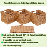 JGJCYO9 Storage Baskets Wicker Cube Baskets Foldable Handwoven Water Hyacinth Laundry Organizer,Cube Storage Baskets,Set of 4 pcs Baskets-11x11x11inch JGJCYO9