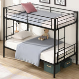 HomJoones Twin Over Twin Metal Bunk Bed with Trundle Heavy Duty Twin Size Metal Bunk Beds Frame with 2 Side Ladders Convertible Bunkbed with Safety Guard Rails,No Box Spring Needed HomJoones
