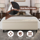 Storage Bench, 51-Inch Storage Ottoman Bench, 30 Gallons, Large Storage Ottoman, Modern Faux Leather Ottoman With Storage For Living Room, Bedroom, Entryway, Hallway, Office, Cream White FiveWillowise