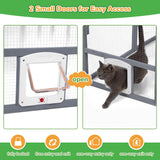 Large Catio Outdoor Cat Enclosure, 53.5ft² Extra Large Outdoor Catio for Multiple Cats, Big Wooden Walk-in Outside Cattery Cat Run with Weatherproof Full Cover, Window Access Avaliable, Grey COZIWOW
