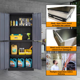 STANI Metal Storage Cabinet, Locking Steel Storage Cabinet with 4 Doors and 2 Adjustable Shelves, 71" Steel Lockable File Cabinet, Tall Steel Cabinet for Home Office,Garage,School STANI