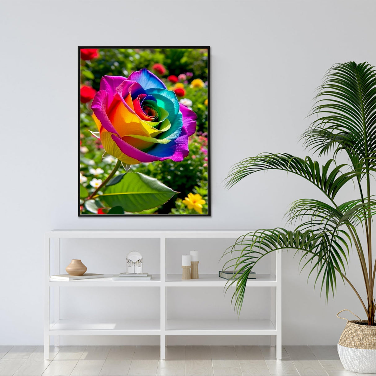 Yikenjoy Rose Diamond Art Kit for Adults – 5D Diamond Painting Kit for Beginner, Full Drill DIY Rainbow Rose Diamond Art, Relaxing & Fun Diamond Art Kits for Adults, Wall Decor 16 x 12 in Yikenjoy