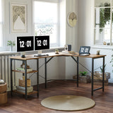 CubiCubi L Shaped Desk, 59.1 Inch Reversible Corner Desk with Storage Shelves, Home Office Desk for Writing Gaming Study, Rustic Brown CubiCubi