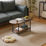 Aibiju Mid Century Modern Coffee Table, Rustic Coffee Table Unique Color Contrast Design, 2-Tier Center TV Table 35x16x17in Rustic Brown + Black YD-011BH Aibiju